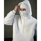 Double-Hood Balaclava Hoodie – Unisex Zip-Up Sweatshirt