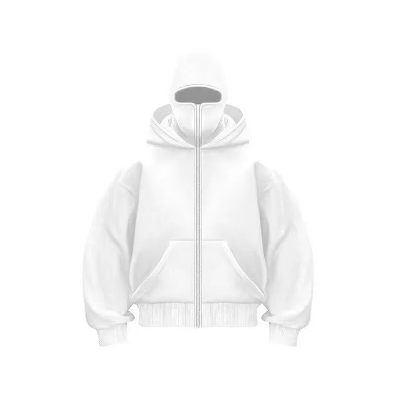 Double-Hood Balaclava Hoodie – Unisex Zip-Up Sweatshirt