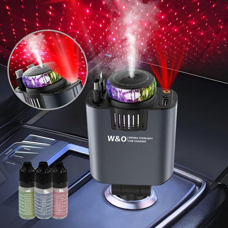 5-In-1 Smart Car Charger Aromatic Starlight in Car Roof Retractable Car Charger Scented Car Air Freshener Fast Car Charger with Starlight Starlight in Car Roof Fast Charging Adapter