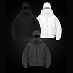 Double-Hood Balaclava Hoodie – Unisex Zip-Up Sweatshirt