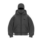 Double-Hood Balaclava Hoodie – Unisex Zip-Up Sweatshirt