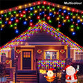NEW 2024 Christmas Decorations Lights Solar Icicle Curtain Lights 8 Modes Outdoor Waterproof Garden Party New Year Decoration