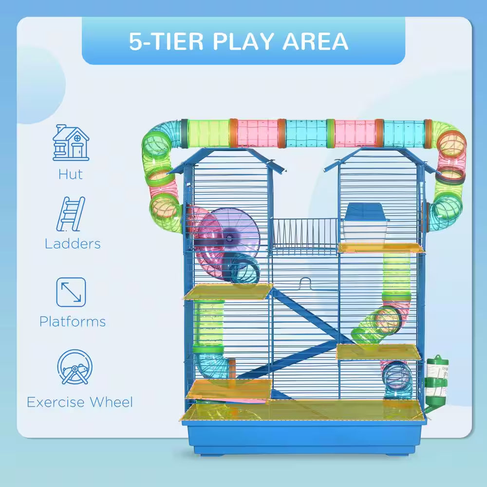 Hamster Cage with Tubes and Tunnels - 5 Tier