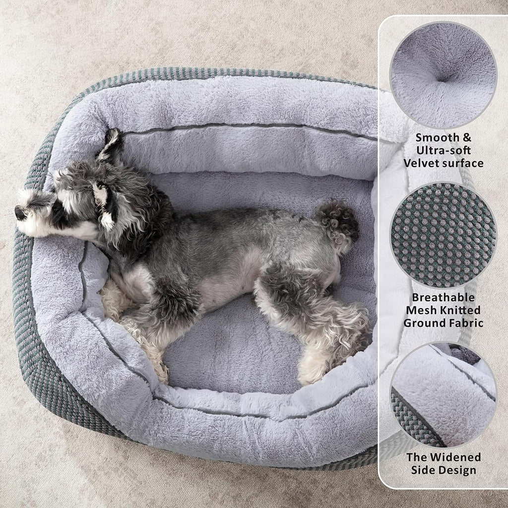 Medium Dog Beds for Medium Dogs Washable, Rectangle Dog Bed Medium Size Dog, Orthopedic Dog Bed, Warming Soft Calming Sleeping Puppy Bed Durable Pet Bed with Anti-Slip Bottom M(30"X24"X9")