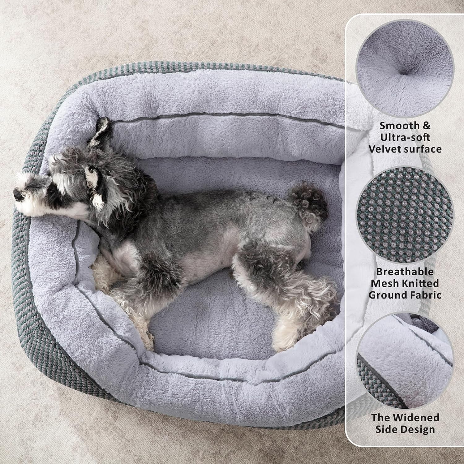 Medium Dog Beds for Medium Dogs Washable, Rectangle Dog Bed Medium Size Dog, Orthopedic Dog Bed, Warming Soft Calming Sleeping Puppy Bed Durable Pet Bed with Anti-Slip Bottom M(30"X24"X9")