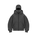 Double-Hood Balaclava Hoodie – Unisex Zip-Up Sweatshirt