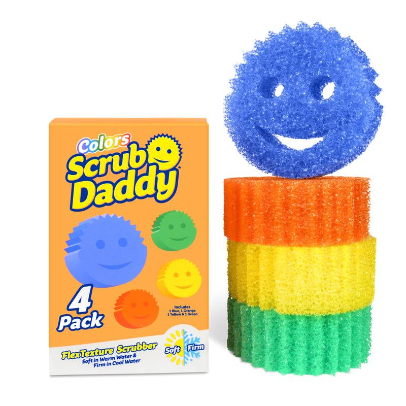 Scrub Daddy Colors (4Ct Pack) - Multicolor Sponges - Home Care Supplies