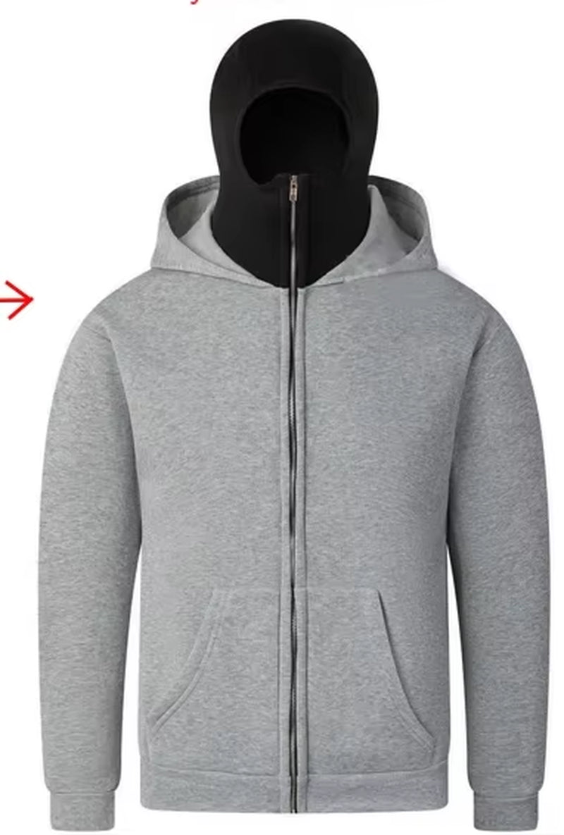 Double-Hood Balaclava Hoodie – Unisex Zip-Up Sweatshirt