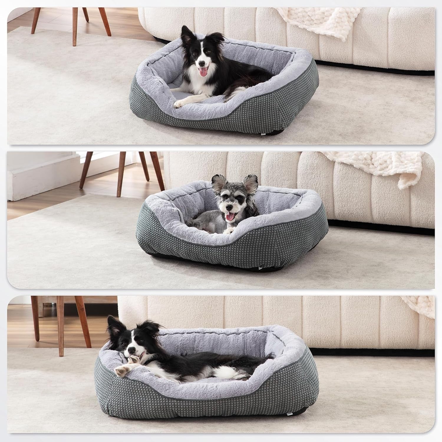 Medium Dog Beds for Medium Dogs Washable, Rectangle Dog Bed Medium Size Dog, Orthopedic Dog Bed, Warming Soft Calming Sleeping Puppy Bed Durable Pet Bed with Anti-Slip Bottom M(30"X24"X9")