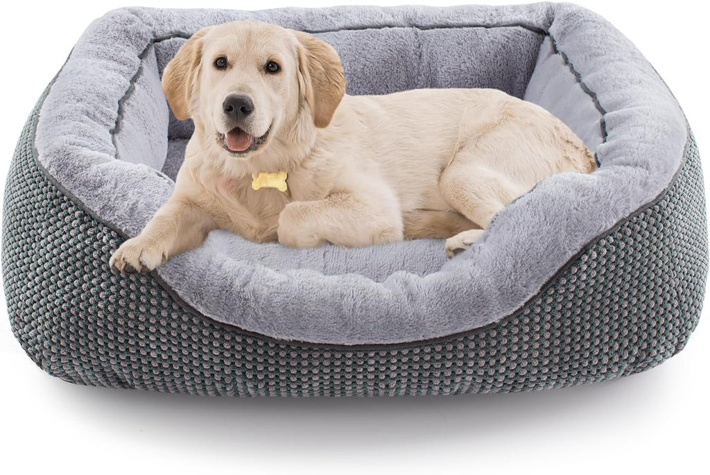 Medium Dog Beds for Medium Dogs Washable, Rectangle Dog Bed Medium Size Dog, Orthopedic Dog Bed, Warming Soft Calming Sleeping Puppy Bed Durable Pet Bed with Anti-Slip Bottom M(30"X24"X9")