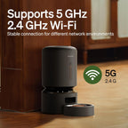 Automatic Cat Feeder, 5G Wifi Automatic Dog Food Dispenser with Freshness Preservation, 5L Timed Pet Feeder with Low Food Sensor, up to 10 Meals per Day, Granary Black