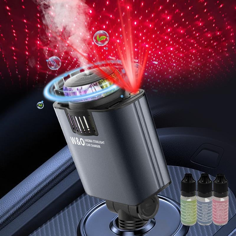 5-In-1 Smart Car Charger Aromatic Starlight in Car Roof Retractable Car Charger Scented Car Air Freshener Fast Car Charger with Starlight Starlight in Car Roof Fast Charging Adapter