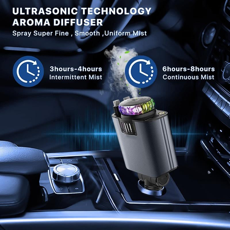 5-In-1 Smart Car Charger Aromatic Starlight in Car Roof Retractable Car Charger Scented Car Air Freshener Fast Car Charger with Starlight Starlight in Car Roof Fast Charging Adapter